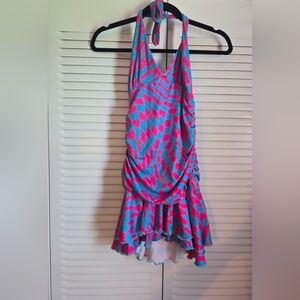 Vibrant Pink and Blue Patterned Dress